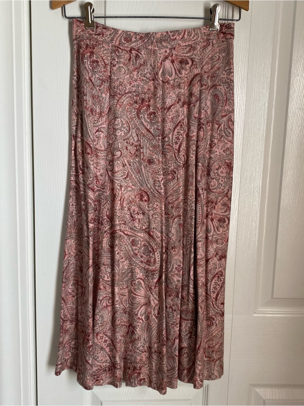 Koret Vintage 90s Paisley Midi Maxi Skirt Sz 8 Soft Flowy Cottage Burgundy Retro
